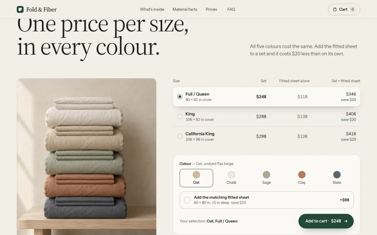 Fold & Fiber Prices 섹션